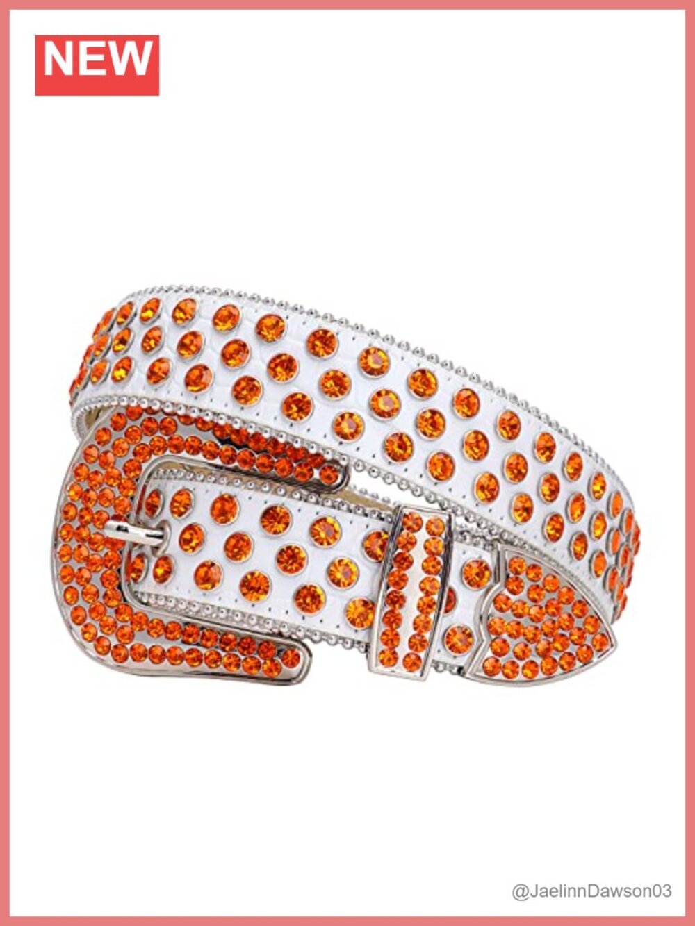 Rhinestone Studded PU Leather Western Belt with Screw Buckle Adjustable Fit